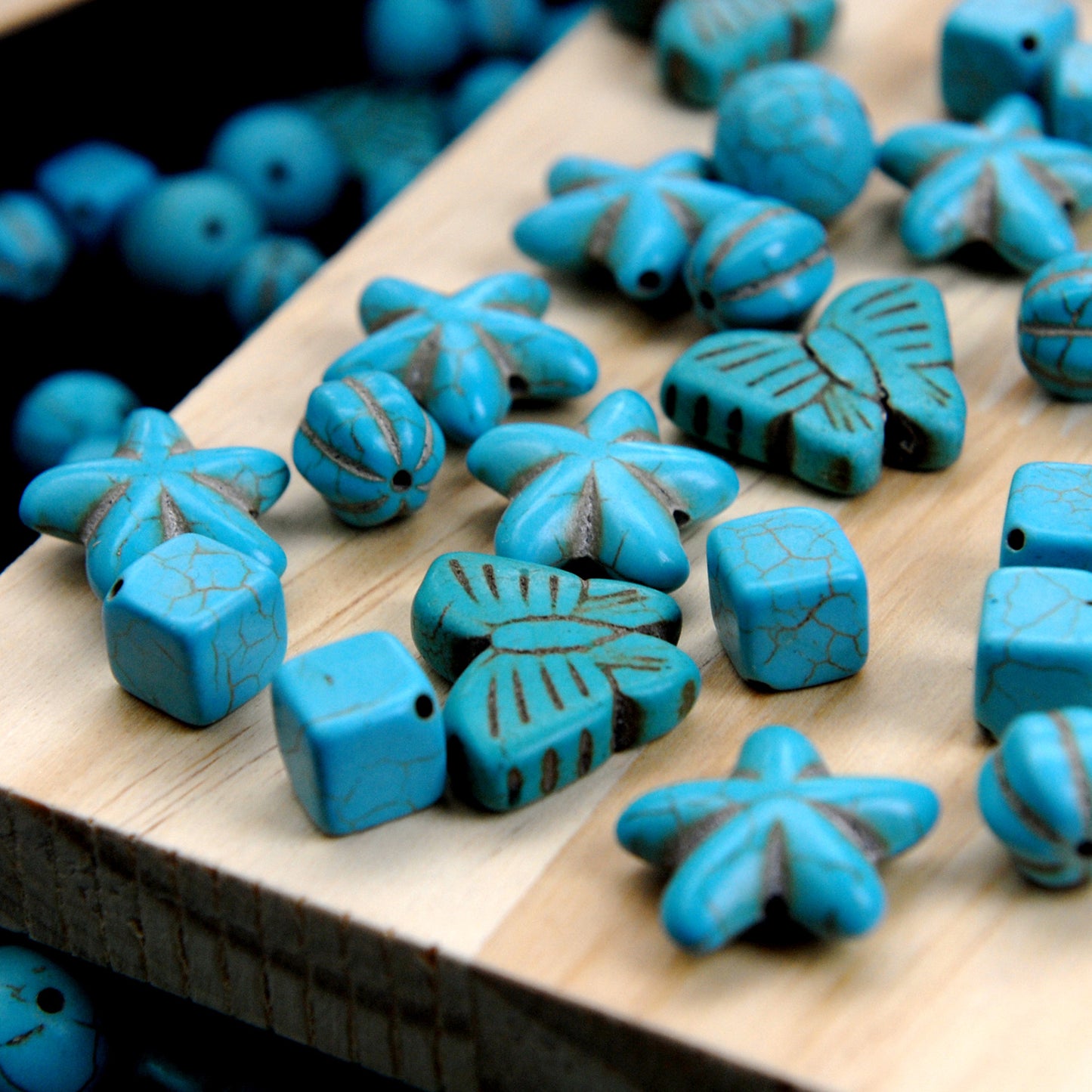Bulk Blue Synthetic Turquoise Cross Beads for Jewelry Making