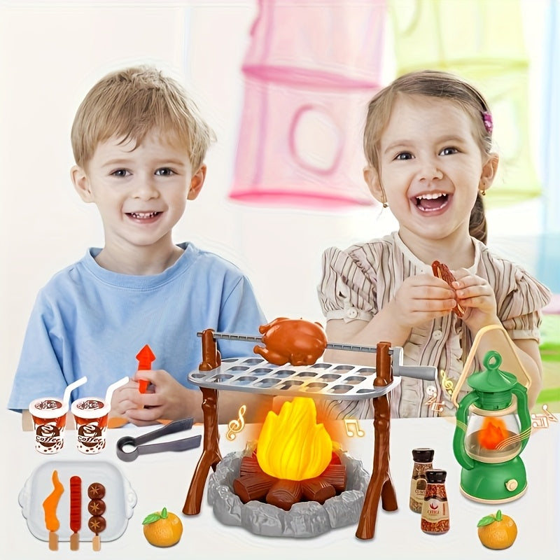 Kids Camping Toy Set 28 Items Authentic Campfire Lantern