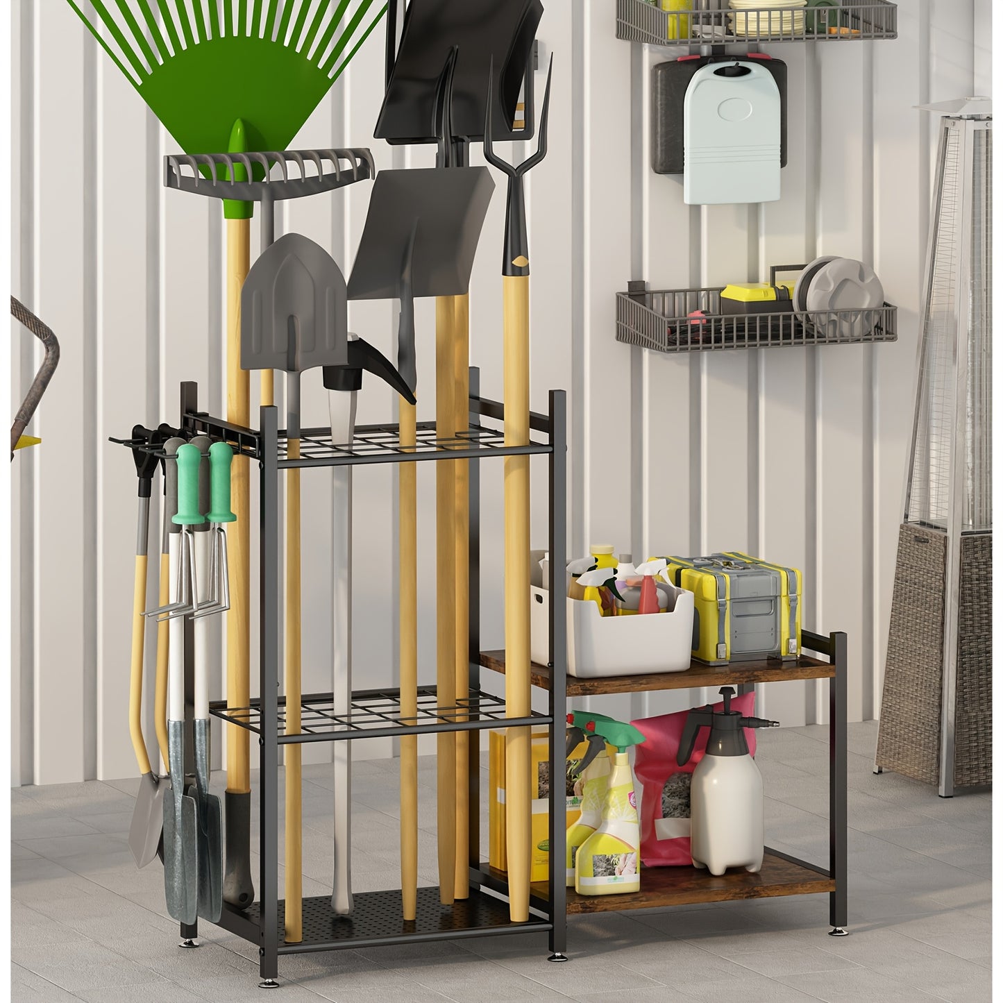 Heavy-Duty Metal Garden Tool Organizer for Long Handles