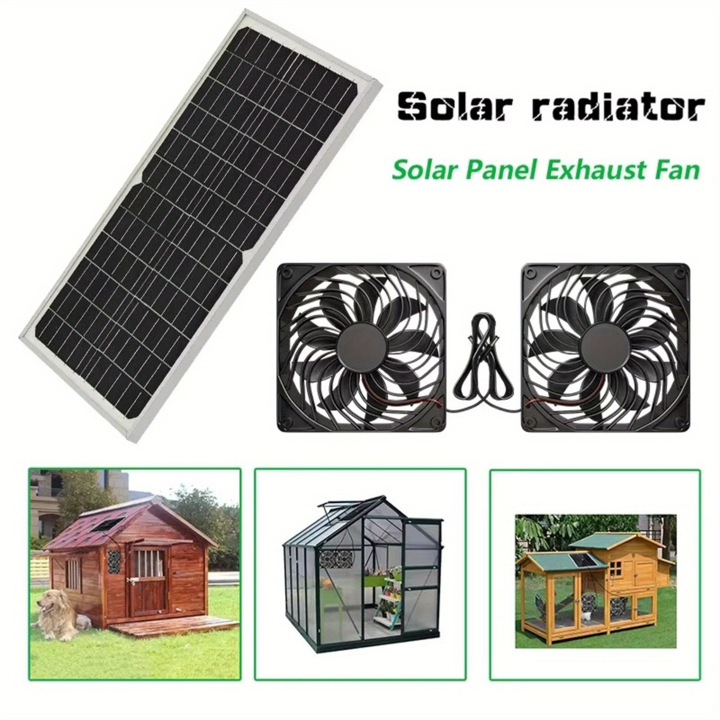 Solar Exhaust Fan Kit with 16W Panel for Greenhouse and Shed