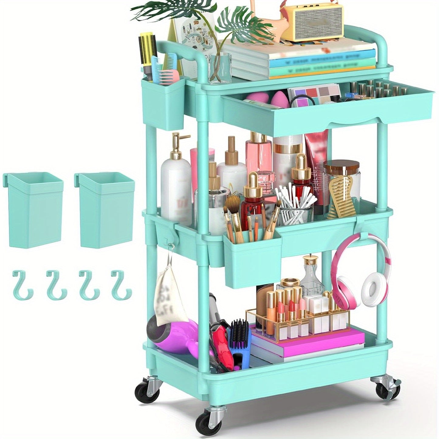 Multi-Functional Rolling Storage Cart with Removable Drawers
