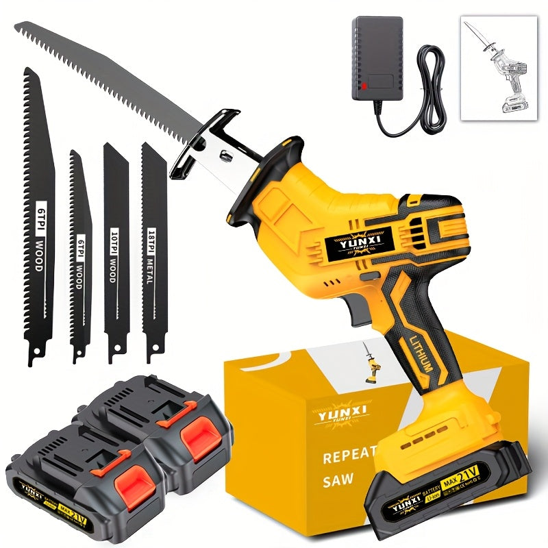 Wireless Rotary and Reciprocating Saw Set with Blades and Charger