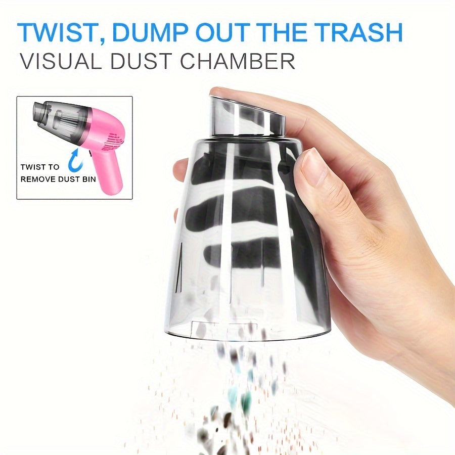 Pink Car Vacuum Cleaner Strong Suction Wet Dry Pet Hair