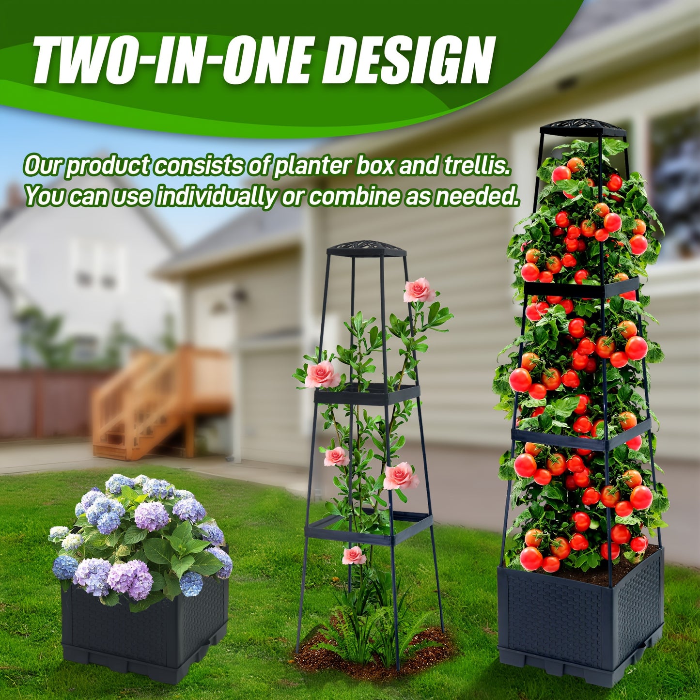 Two Pack Tomato Planting Boxes Indoor Outdoor Grid Cage
