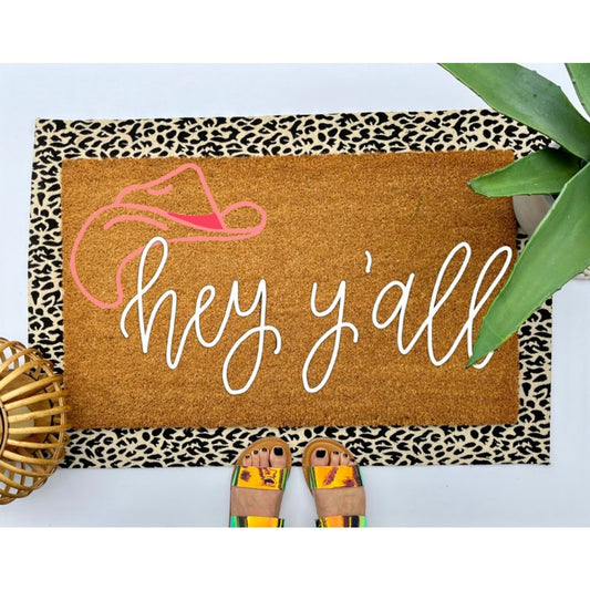 Western Hey Yall Doormat Colorful Boho Welcome Mat for Home