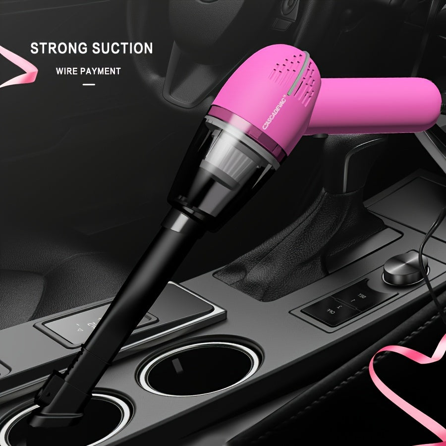 Pink Car Vacuum Cleaner Strong Suction Wet Dry Pet Hair