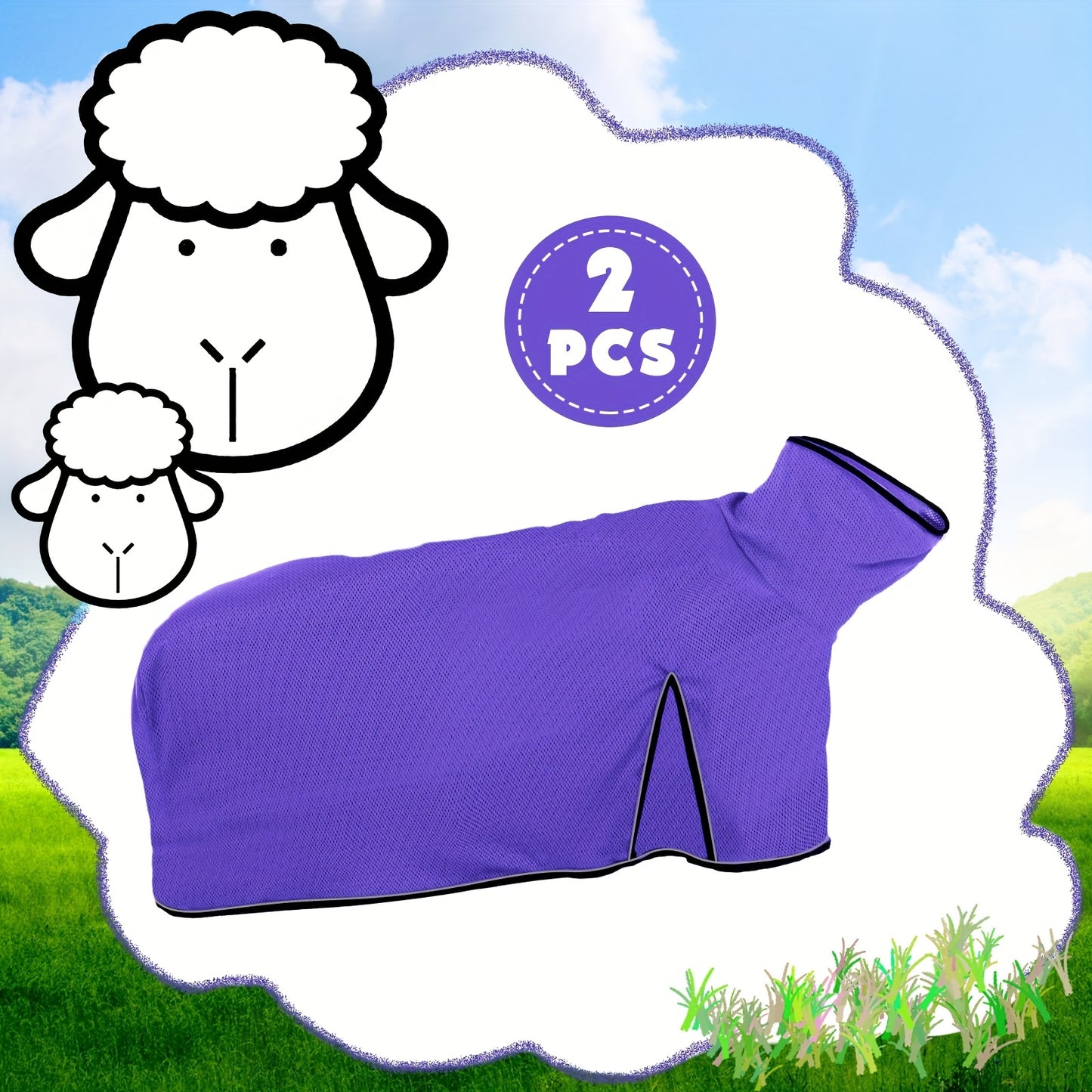 Set Of 2 Mesh Sheep Blankets For Medium Lambs With Straps