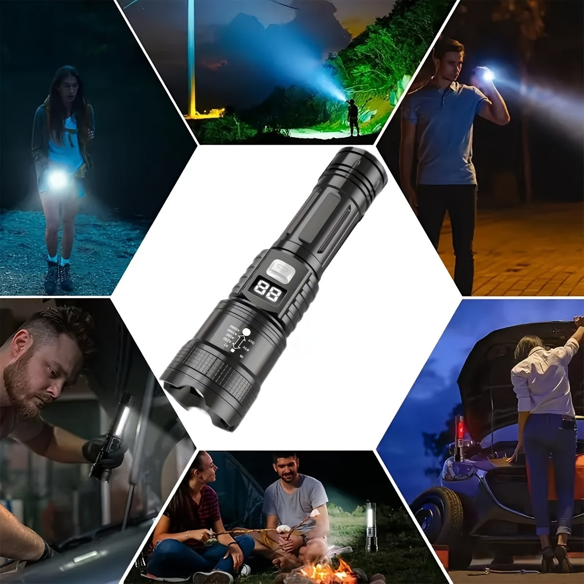 Rechargeable High Power LED Flashlights Zoomable Spotlight