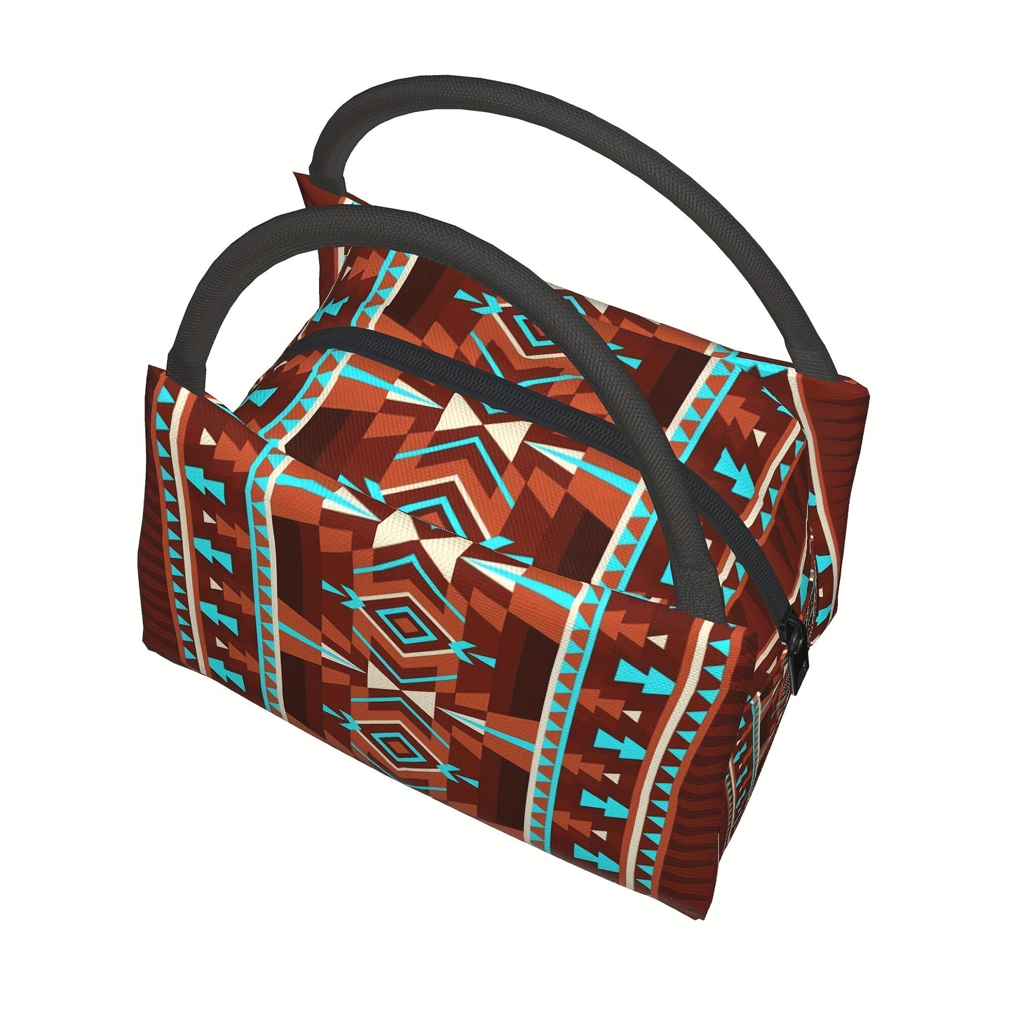 Stylish Brown Geometric Insulated Cooler Bag for Outdoor Fun