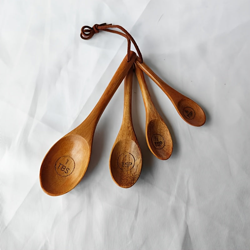 Multi Functional Kitchen Measuring Spoon Made of Nanmu Wood