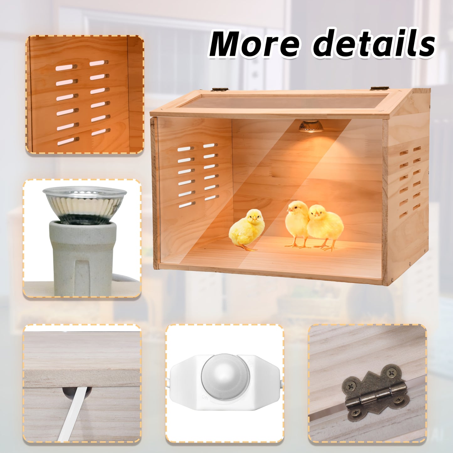 Wooden 3 To 10 Chick Brooder With Heater And Ventilation