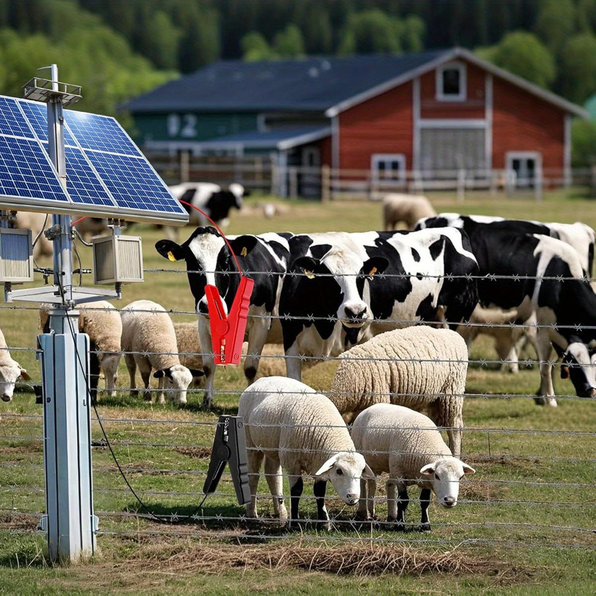 3.3 FT Electric Fence Wire Connect Solar Electric Fence Charger Fencing System Electric Fence Copper Wire with Alligator Clip for Electric Fence Energizer Farm Fence