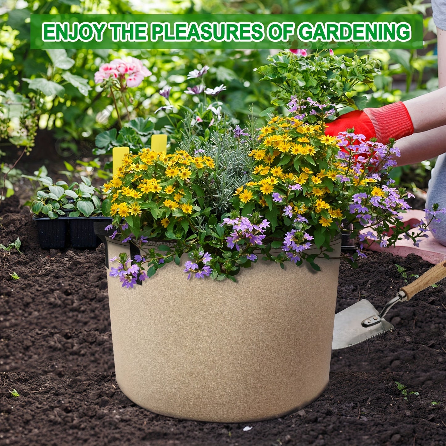 Thickened Non Woven Grow Bags With Scissors For Indoor Outdoor Use