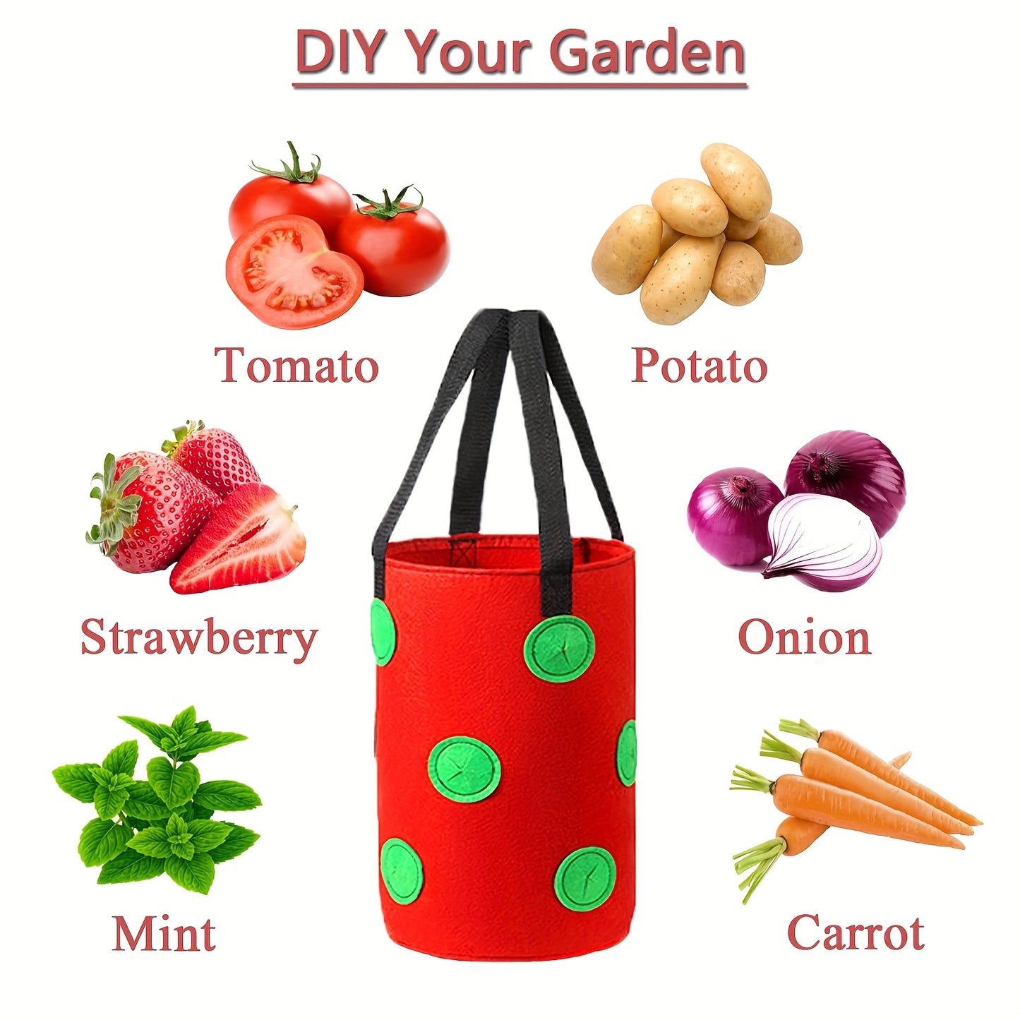 Three Piece Upside Down Tomato Planter Hanging Grow Bags