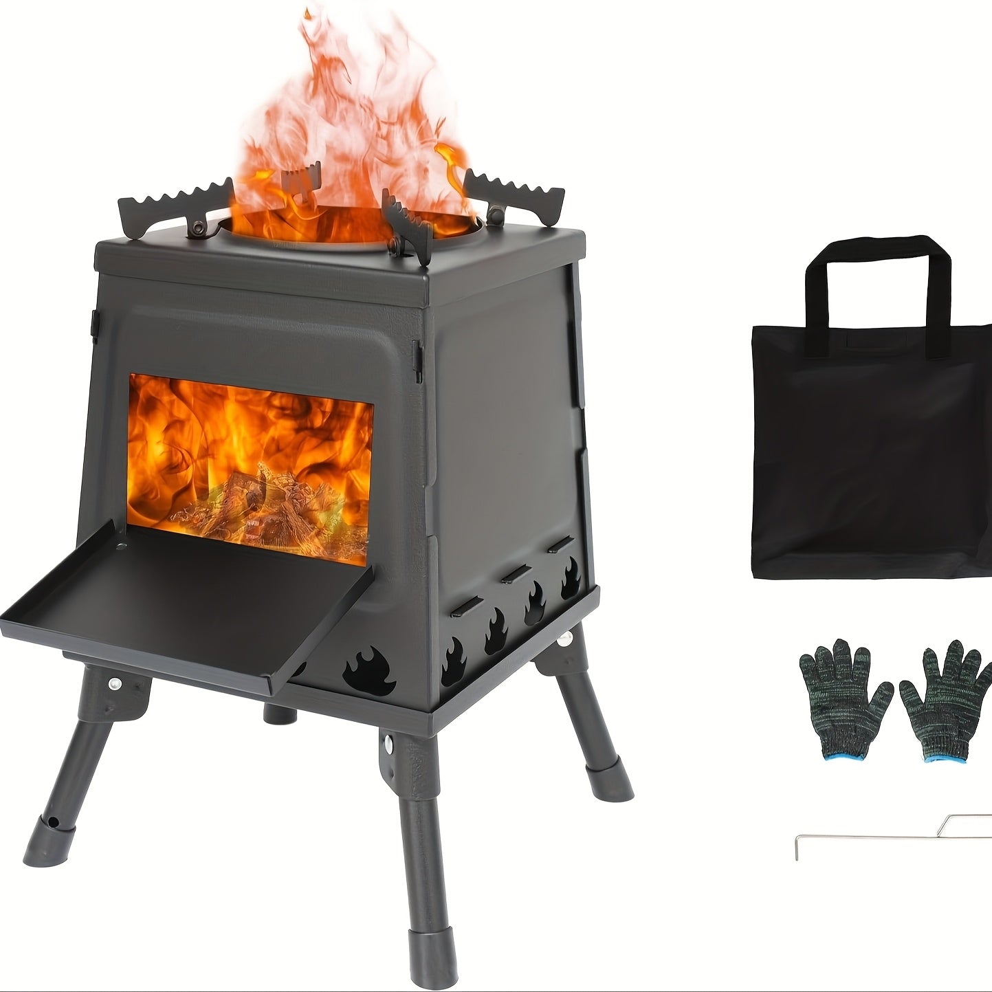 Portable Wood Stove With Airflow System For Camping