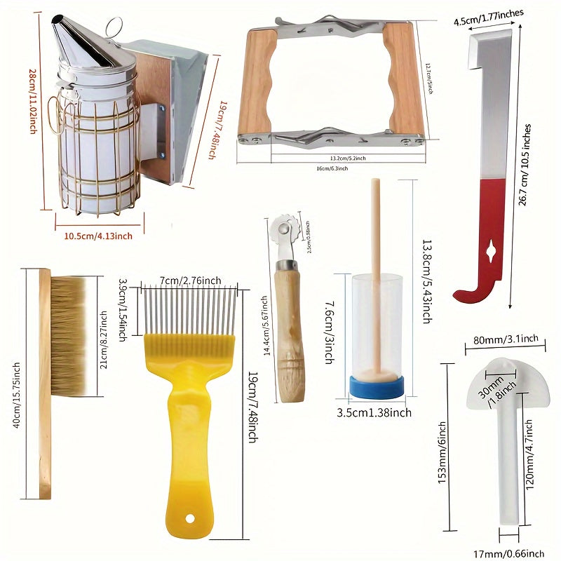 12PCS Beekeeping Supplies Starter Kit with Gloves and Tools