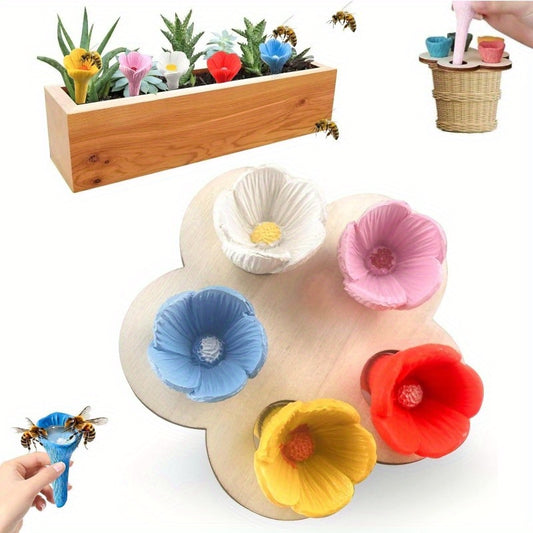 Colorful Bee Watering Cups for Garden Attract Pollinators