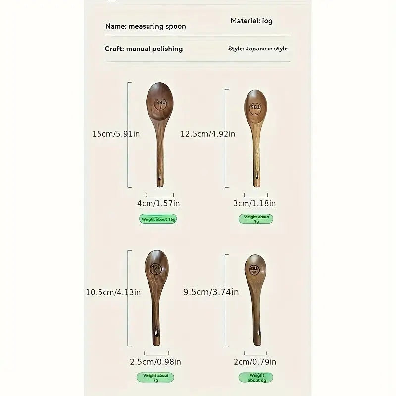 Multi Functional Kitchen Measuring Spoon Made of Nanmu Wood