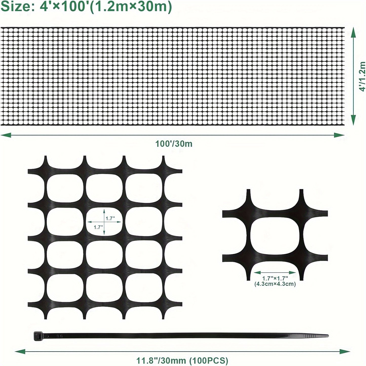 Orange Plastic Mesh Fence 4x100 Barrier Netting With Ties