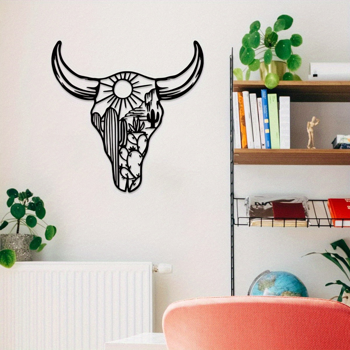 Metal Western Cow Skull Wall Art Decor for Rustic Home