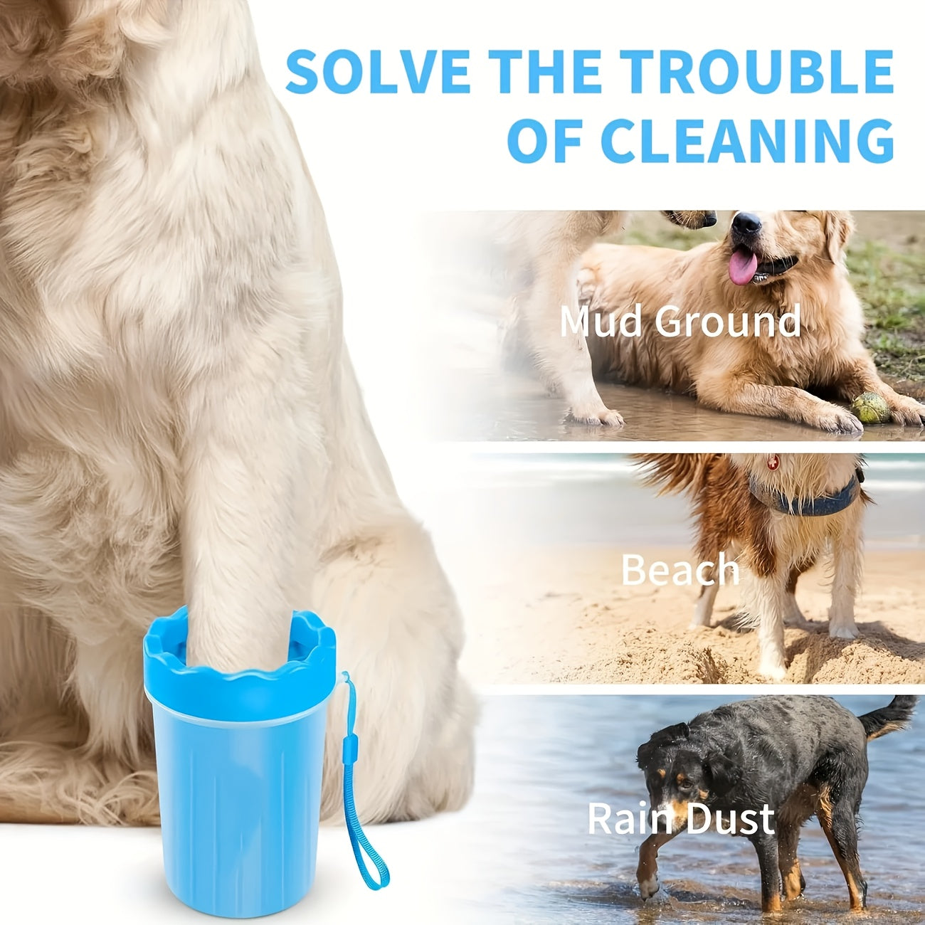 Portable Easy Clean Pet Paw Wash Cup Set for Dogs and Cats Non Electric Durable Plastic Foot Cleaning Tool