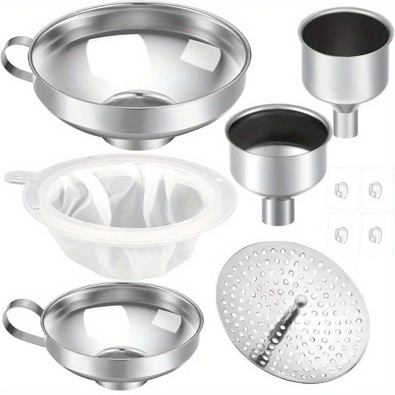 Heavy Duty Stainless Steel Funnel Set For Mason Jars 10Pc