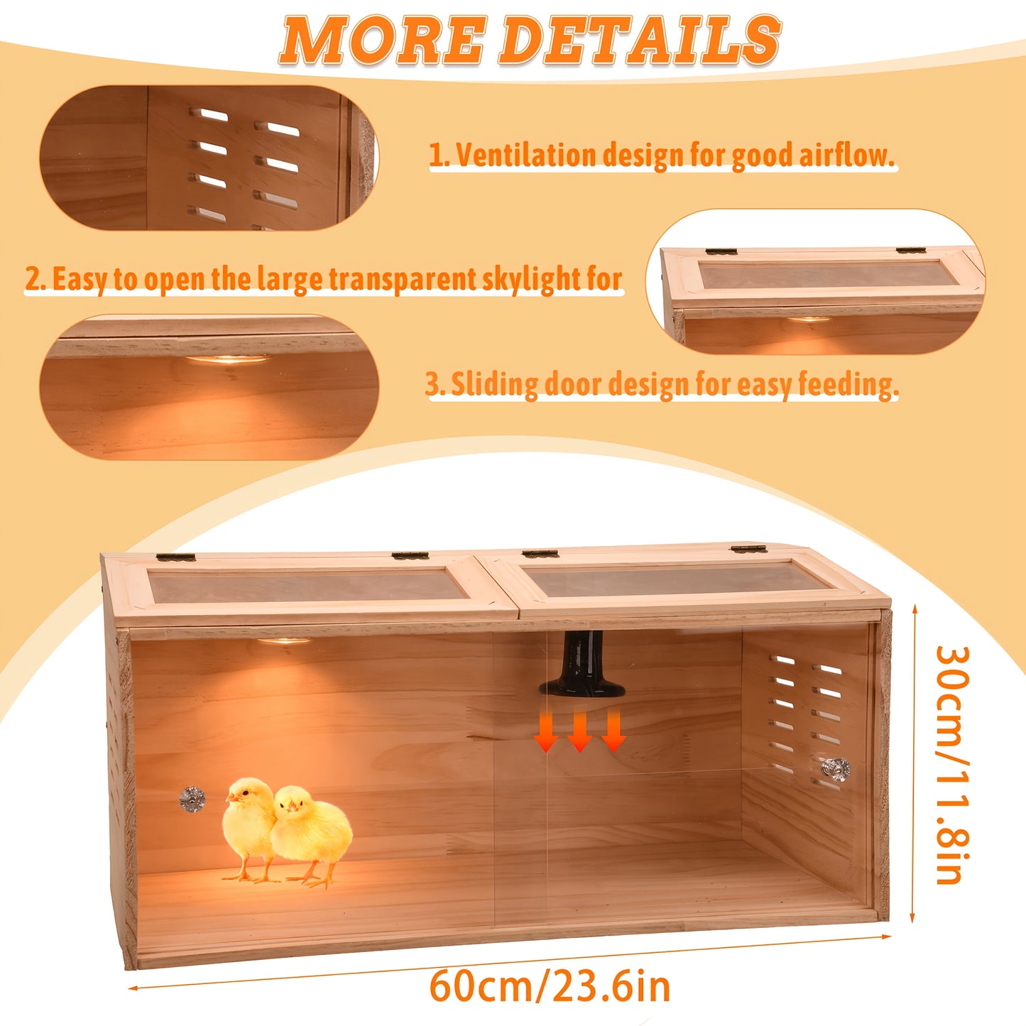 Wooden 3 To 10 Chick Brooder With Heater And Ventilation