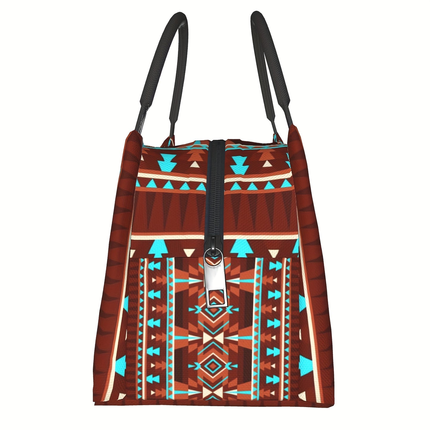 Stylish Brown Geometric Insulated Cooler Bag for Outdoor Fun
