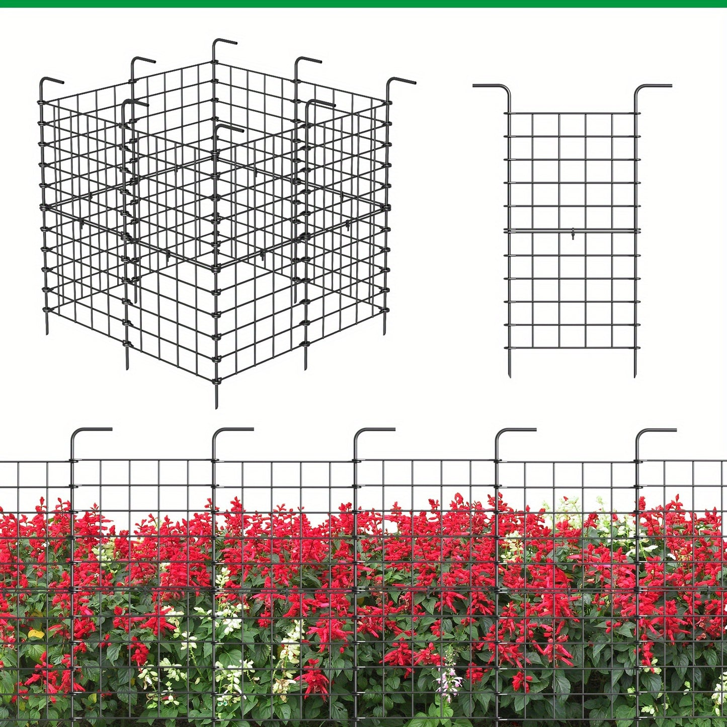 16 Pack Decorative Garden Fence Panels Black Rustproof Metal