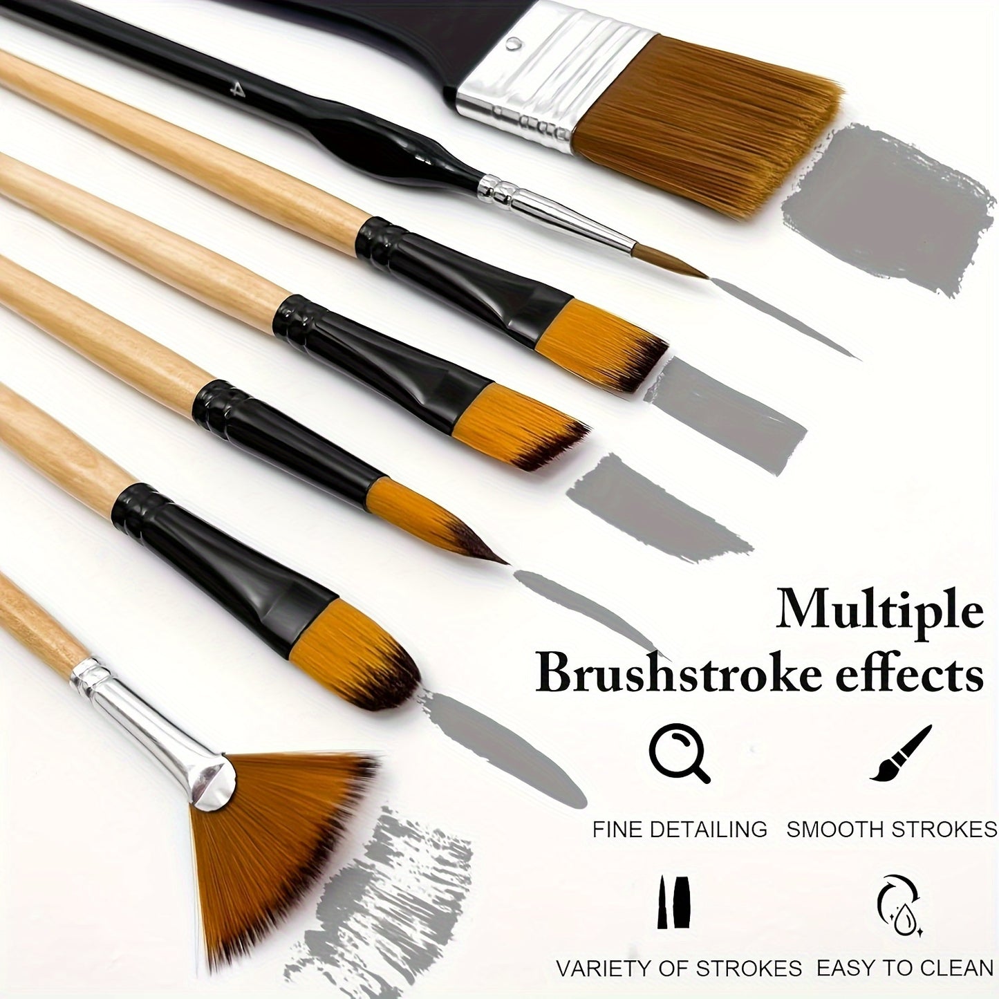 32 Piece Nylon Brush Set for Acrylic Oil and Watercolor Painting