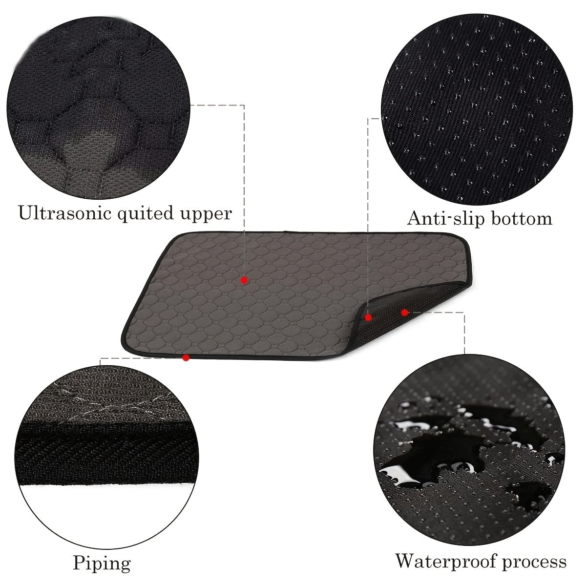 Washable Guinea Pig Cage Liners 2pcs Hexagonal Gray Pads