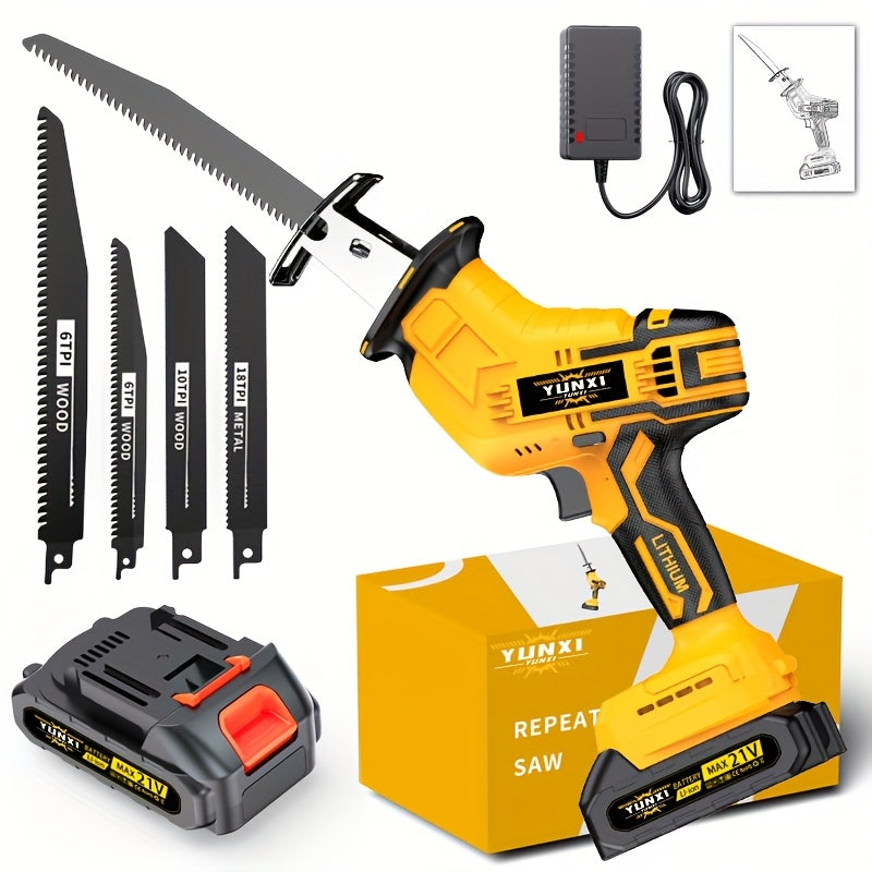 Wireless Rotary and Reciprocating Saw Set with Blades and Charger