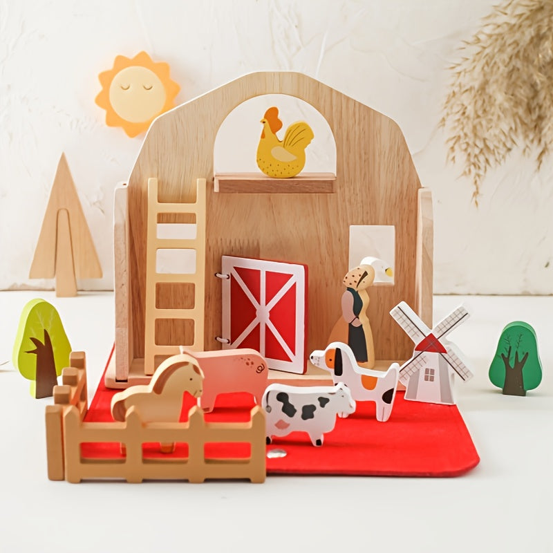 Wooden Farm Toy Set Educational Cognitive Development Gift