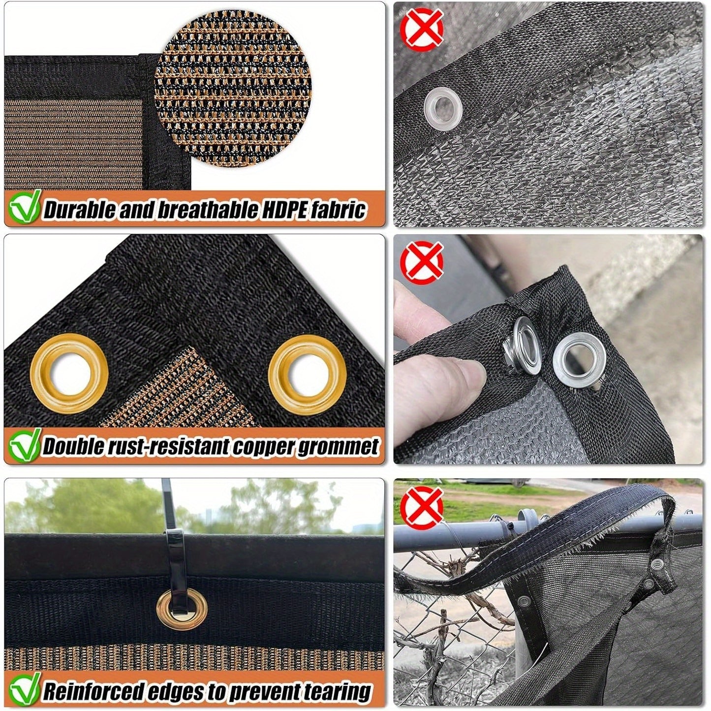 Brown Privacy Screen Fence 4ftx50ft Heavy Duty Mesh