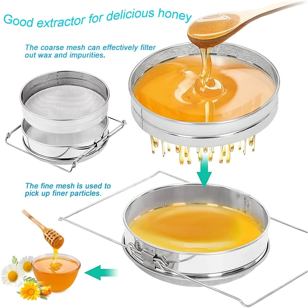 Stainless Honey Strainer Double Sieve With Extendable Arms