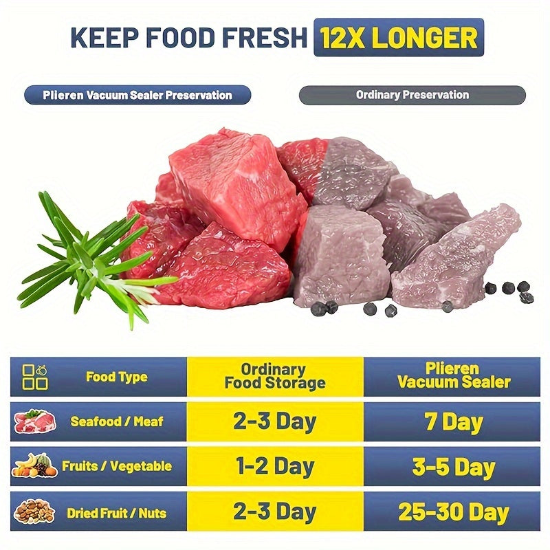 2 In 1 Vacuum Sealer With 50 Bags For Fresh Food Storage